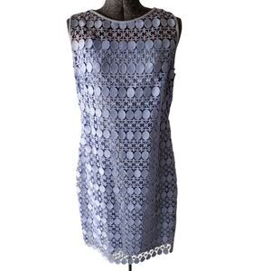 Lauren Ralph Lauren Dress Womens 14 Lilac  Lace Overlay Sleeveless Sheath Formal